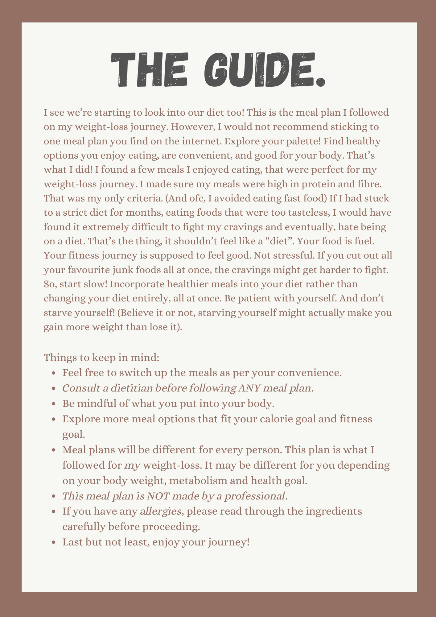 Personal Meal Plan