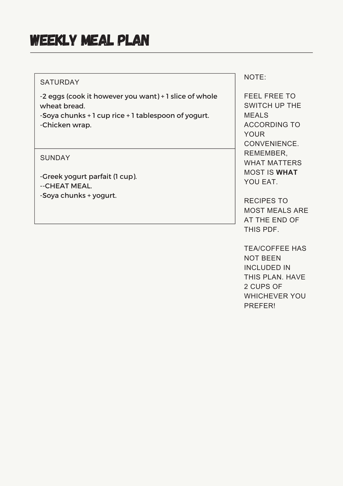 Personal Meal Plan