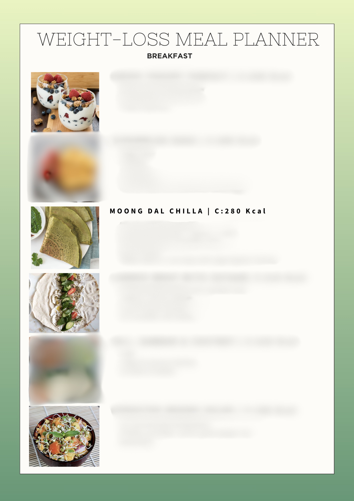 WEIGHT LOSS MEAL PLAN by Nutritionist Diksha